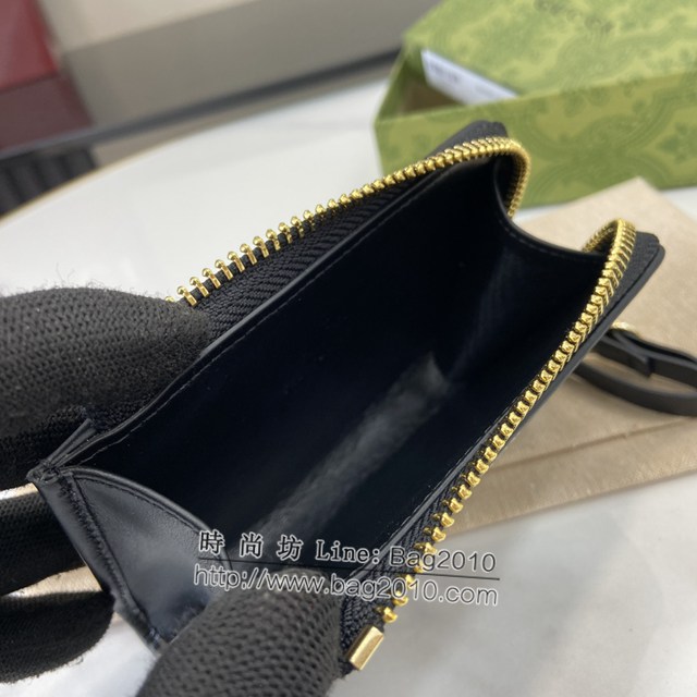 Gucci專櫃古馳最新款Emblem系列飾包帶卡片夾零錢包 jh2407型號：821804